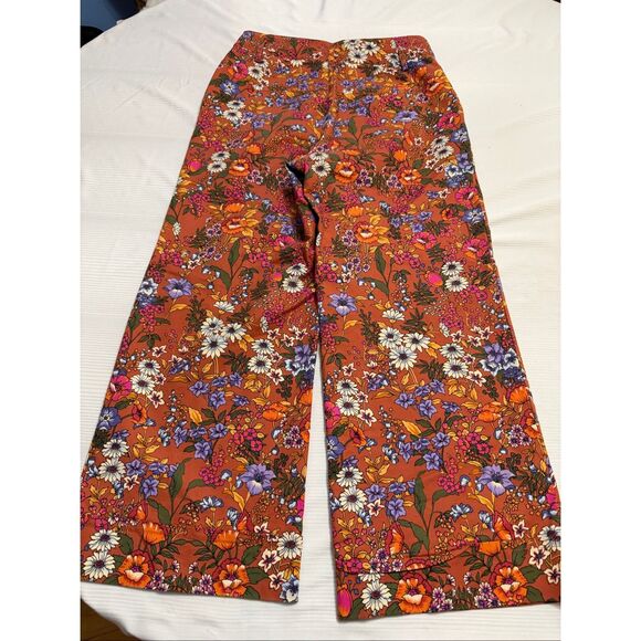 Anthropologie Maeve Floral Flower Power Wide Leg High Waist Crop Pants Size 6 - Picture 8 of 8